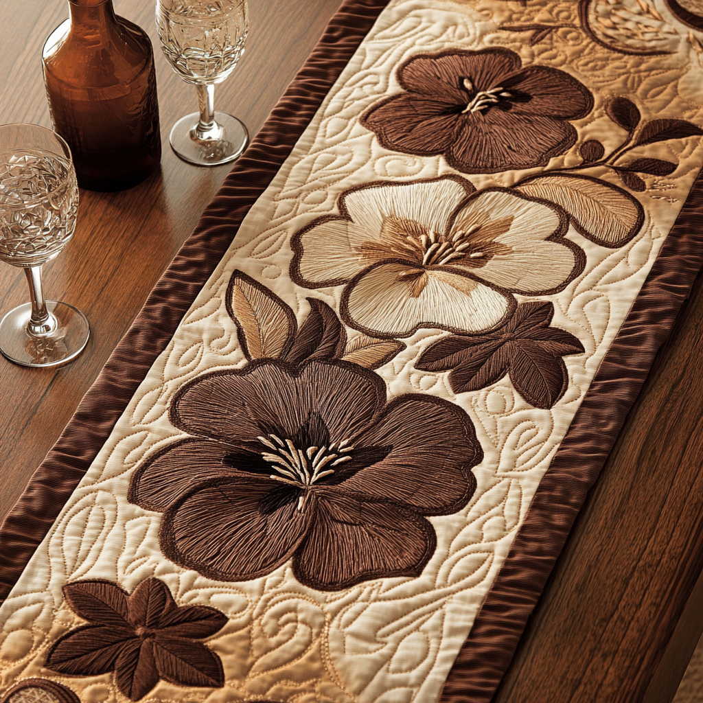 Ocean Blossom Quilted Table Runner Floral Table Runner Best Family Gifts