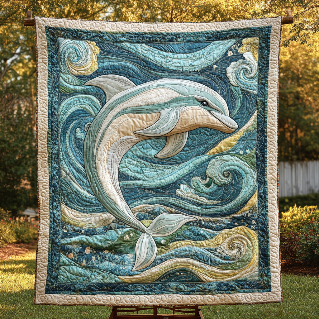 Ocean Breeze Dolphin Quilted Blanket Best Gifts For Dolphin Owners