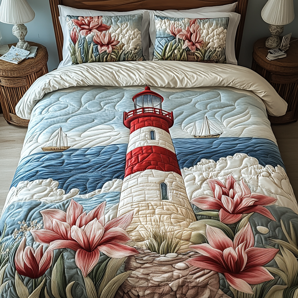 Ocean Breeze Quilted Bedding Set Bedroom Decorations Best Lighthouse Gift Items