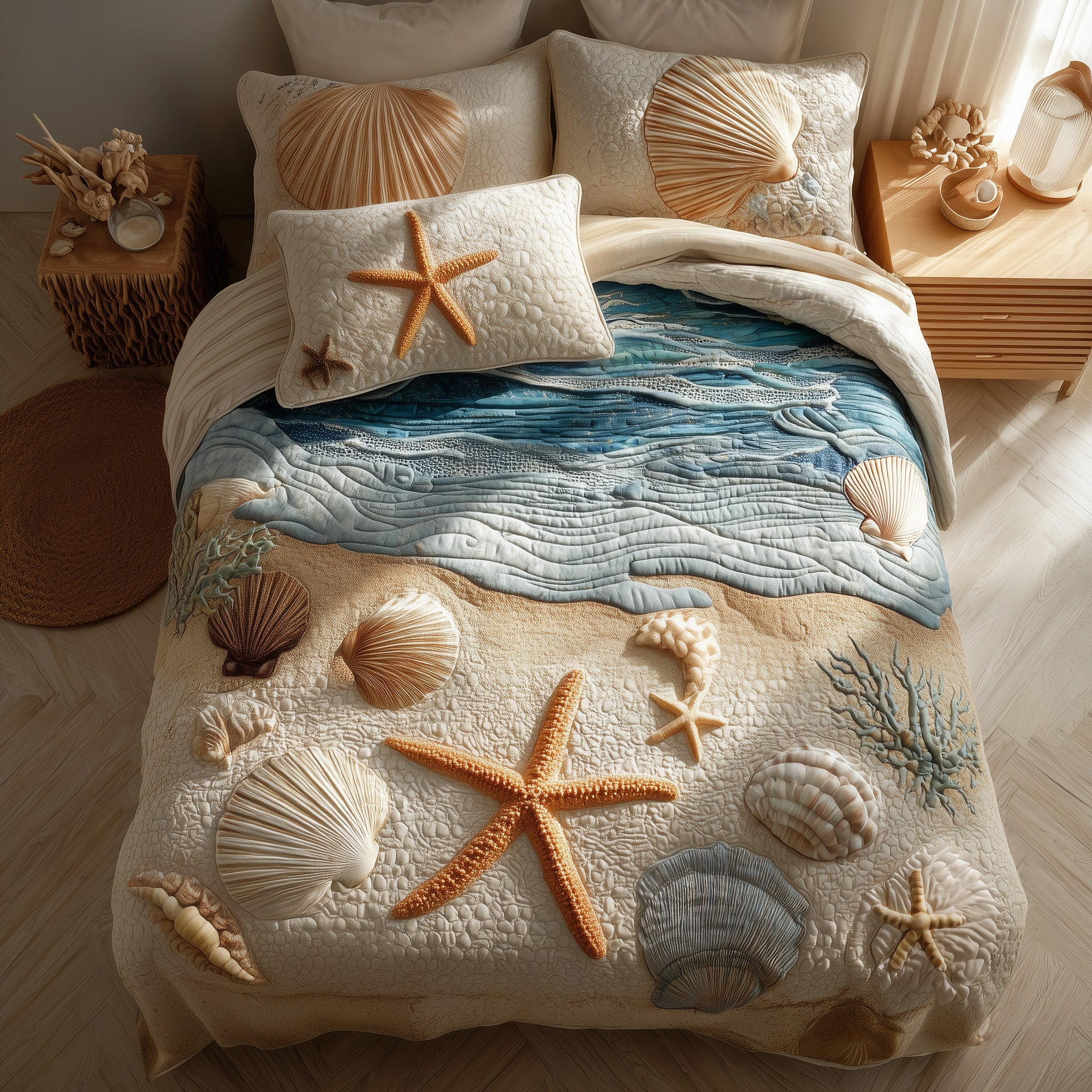 Ocean Breeze Quilted Bedding Set Bohemian Vibe