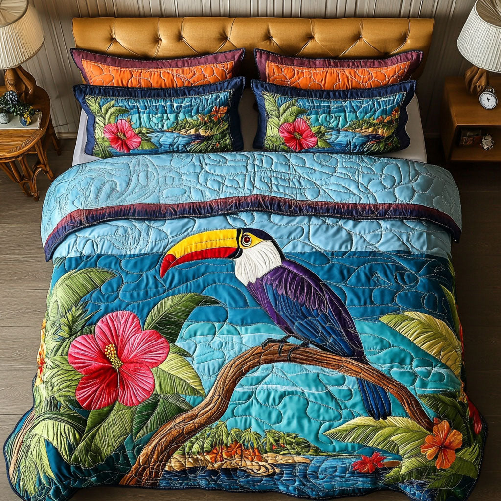 Ocean Breeze Quilted Bedding Set Cozy Bedroom Decor Best Gifts For Birders