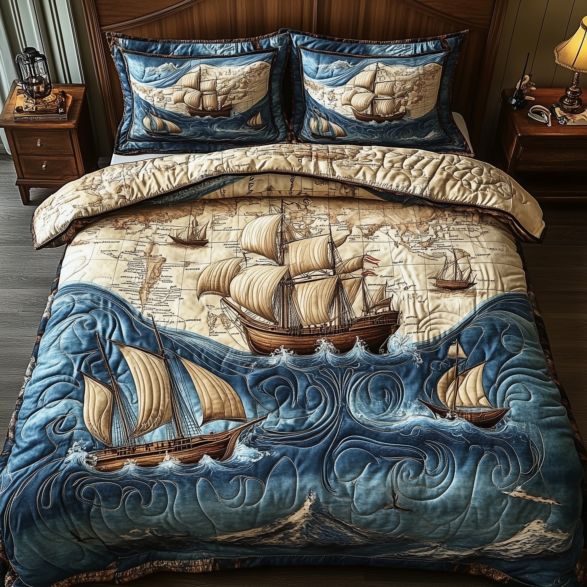 Ocean Breeze Quilted Bedding Set Duvet Cover Merchandise Gifts For An Ocean Lover