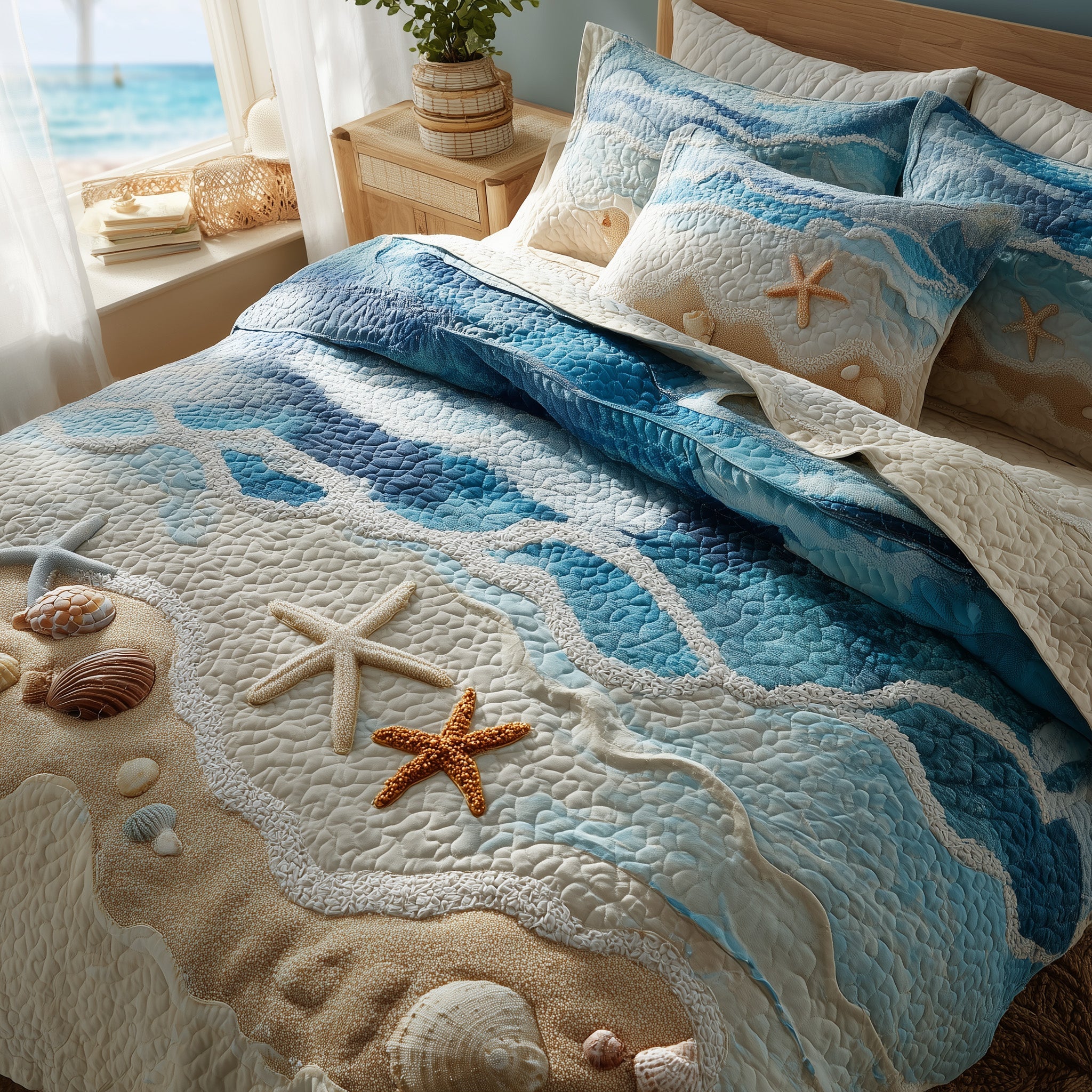 Ocean Breeze Quilted Bedding Set Elegant Bedding