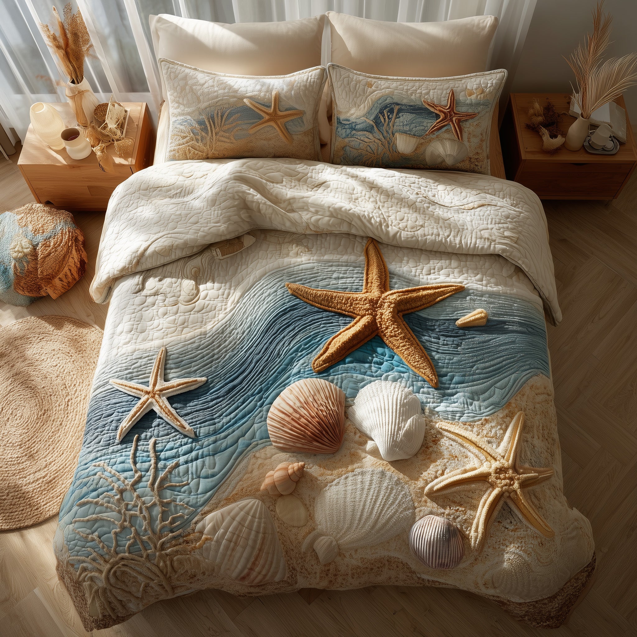 Ocean Breeze Quilted Bedding Set Modern Design