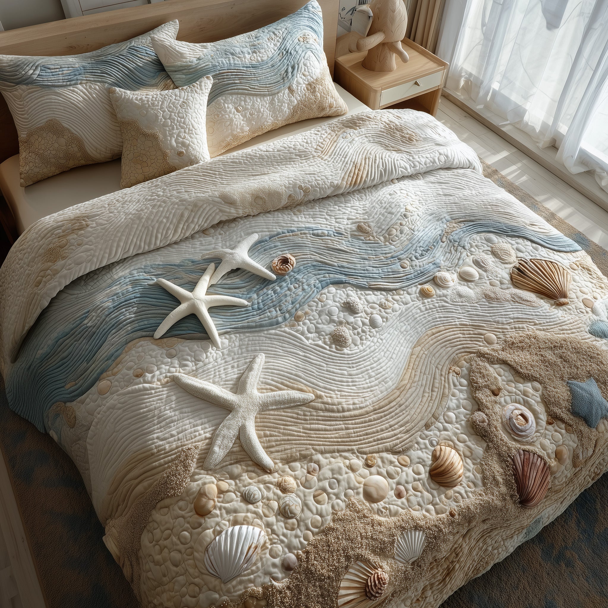 Ocean Breeze Quilted Bedding Set Striped Design