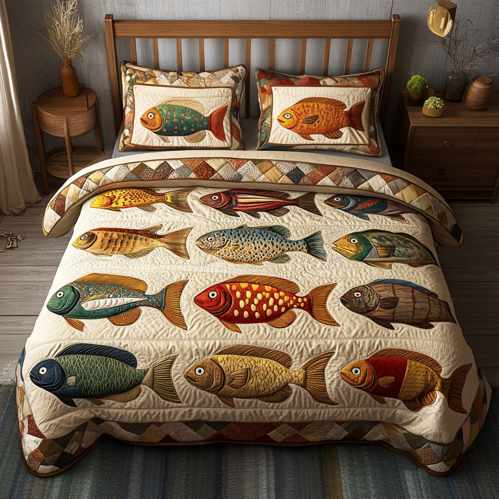Ocean Breeze Quilted Bedding Set Summer Duvet Covers Father's Day Gifts For Husband