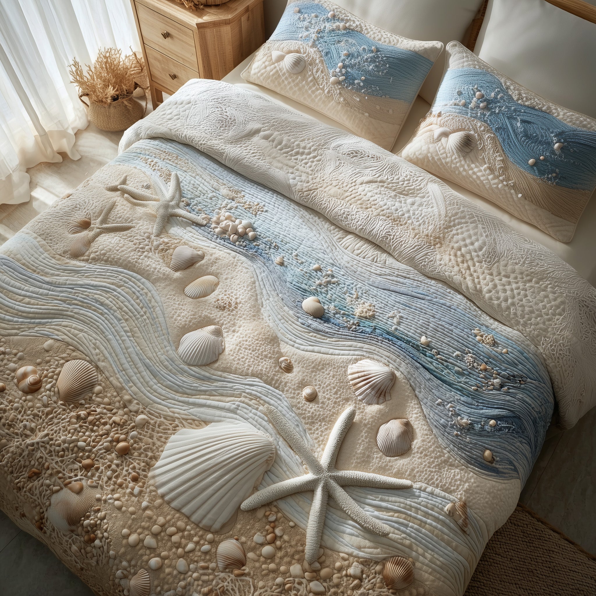 Ocean Breeze Quilted Bedding Set Unique Pattern