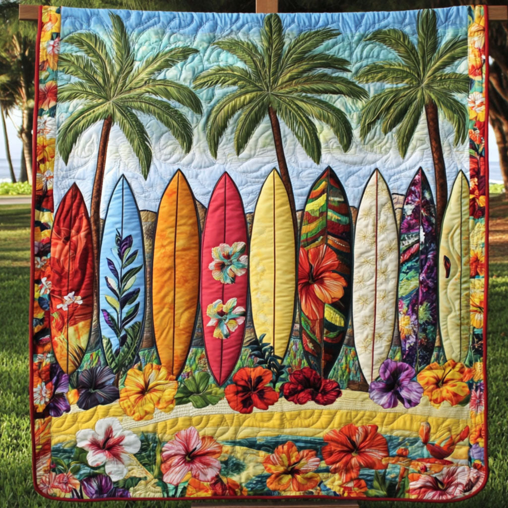 Ocean Breeze Quilted Blanket Christmas Bedroom Decor Unique Gifts For Surfers