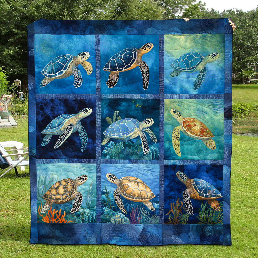 Ocean Breeze Quilted Blanket Presents For Turtle Lovers