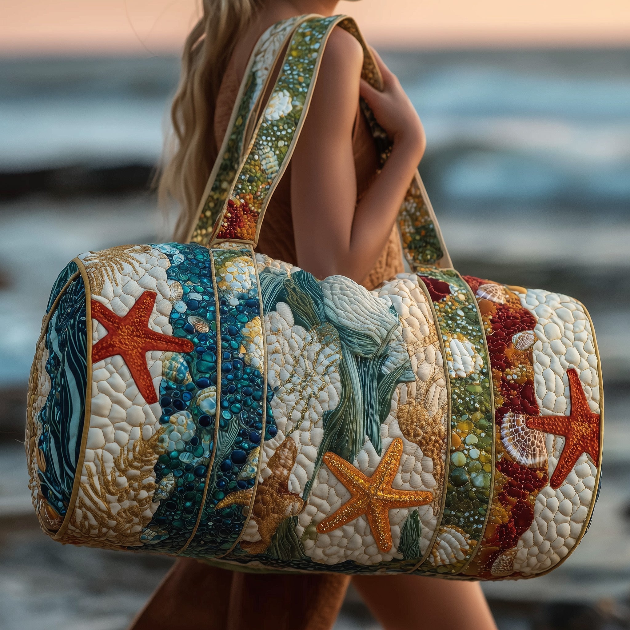 Ocean Breeze Quilted Duffle Bag Compact And Spacious