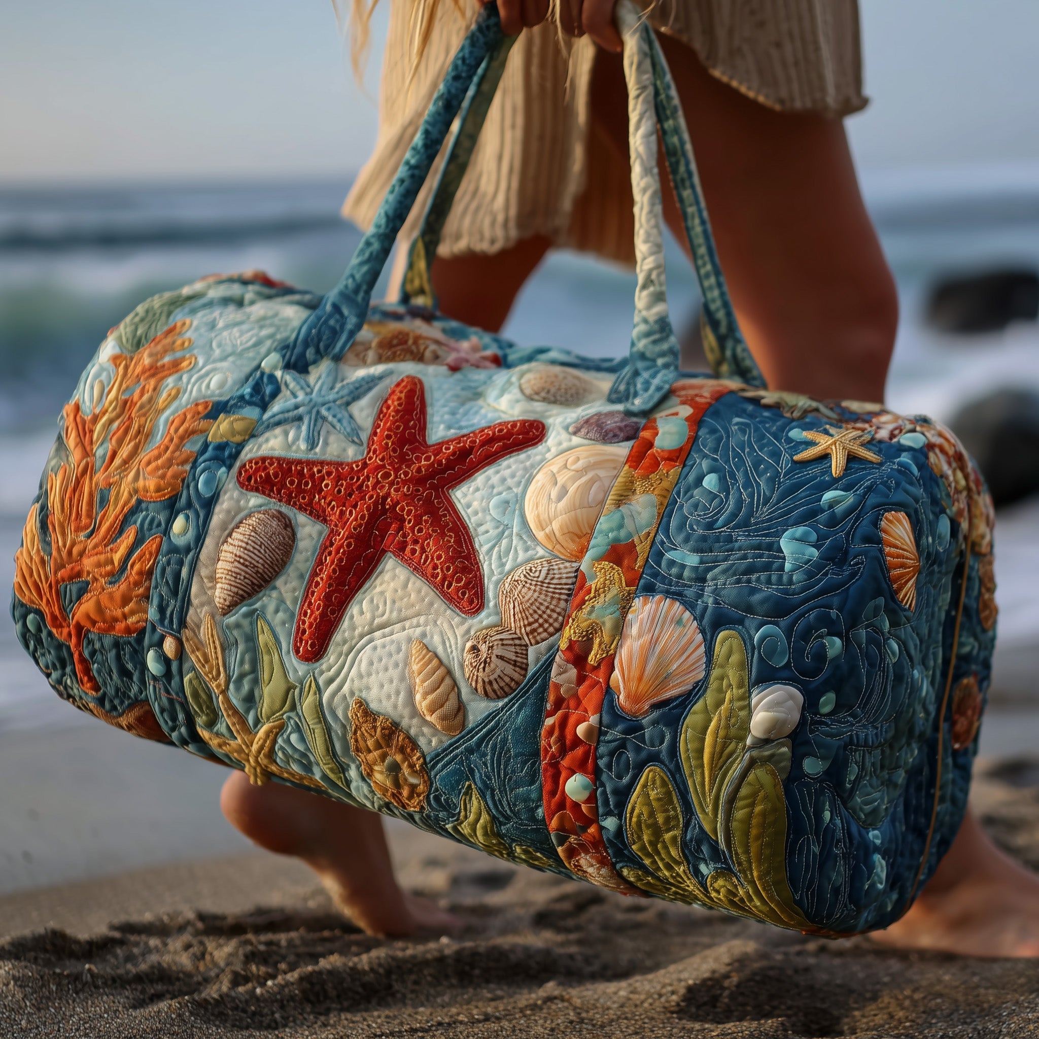 Ocean Breeze Quilted Duffle Bag Daily Essentials Organizer