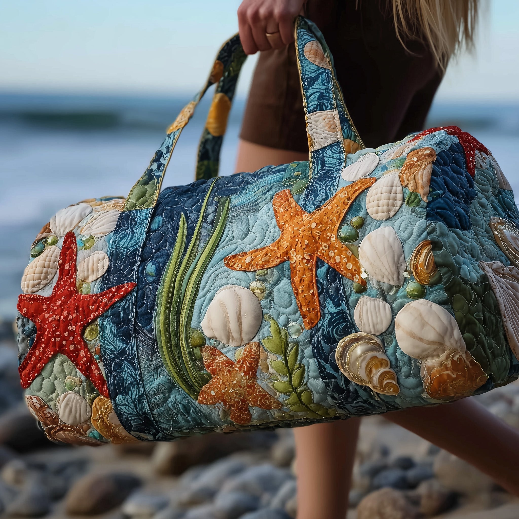 Ocean Breeze Quilted Duffle Bag Easy To Clean Surface