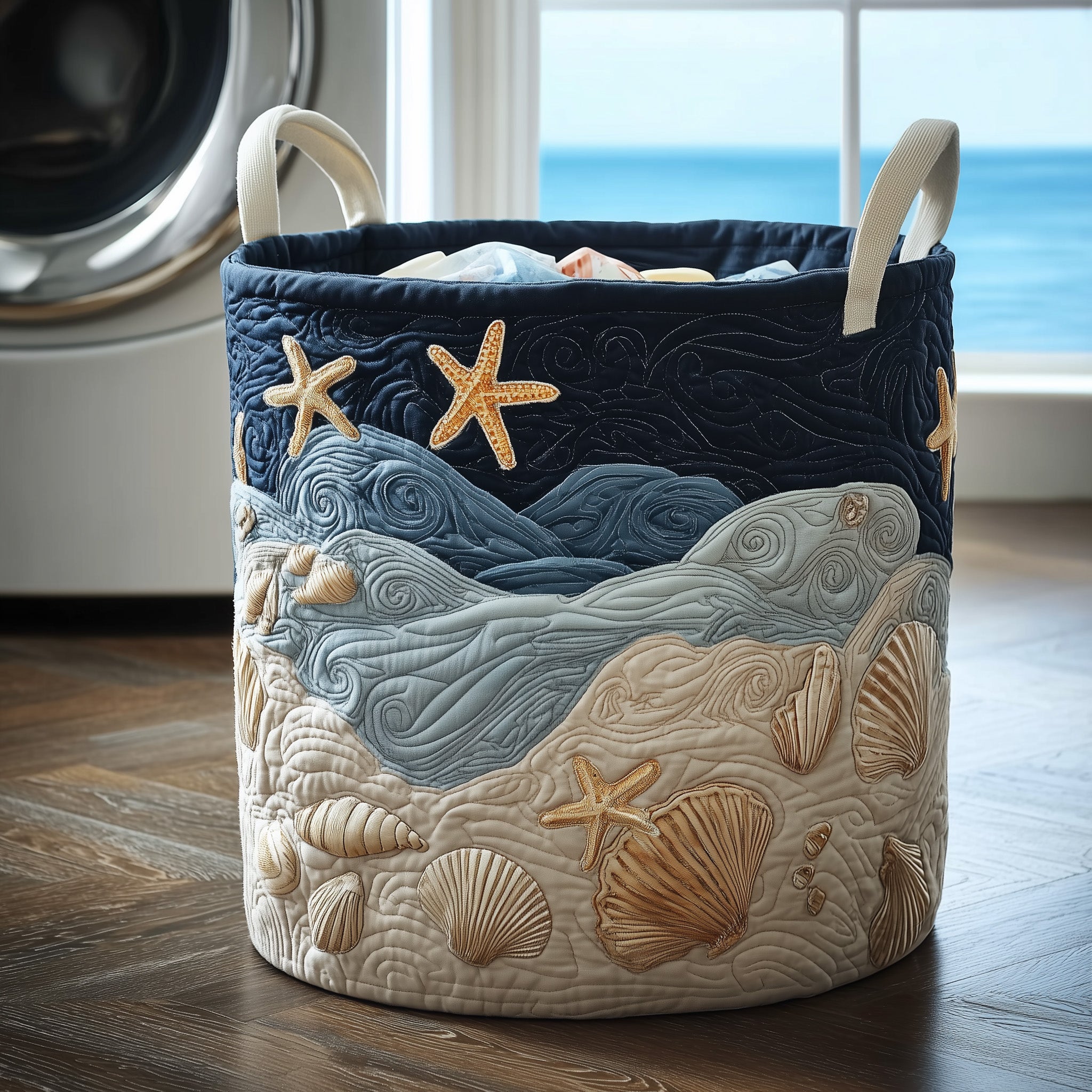 Ocean Breeze Quilted Laundry Basket Holiday Season Merch