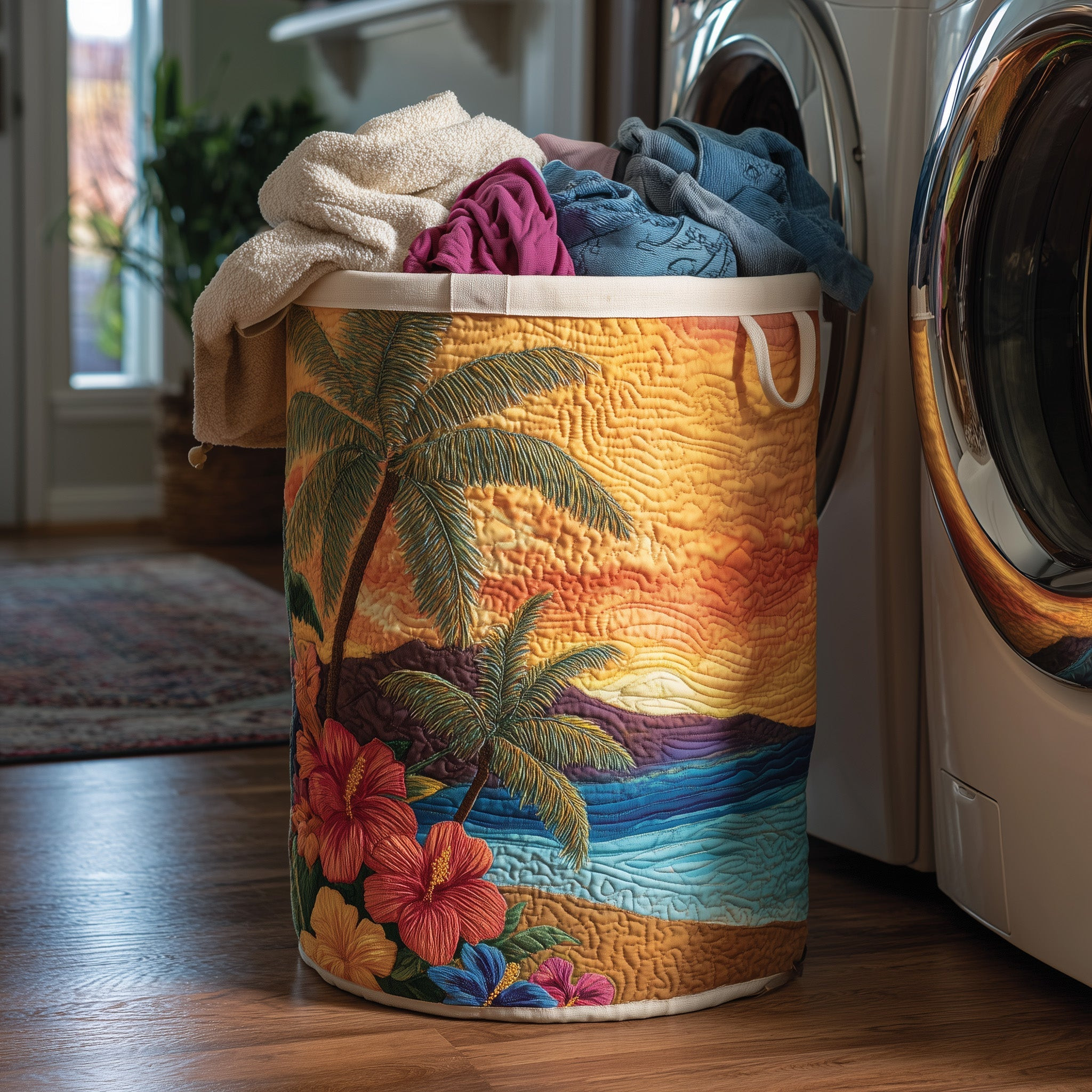 Ocean Breeze Quilted Laundry Basket Laundry Room Decor Gifts For Girlfriend