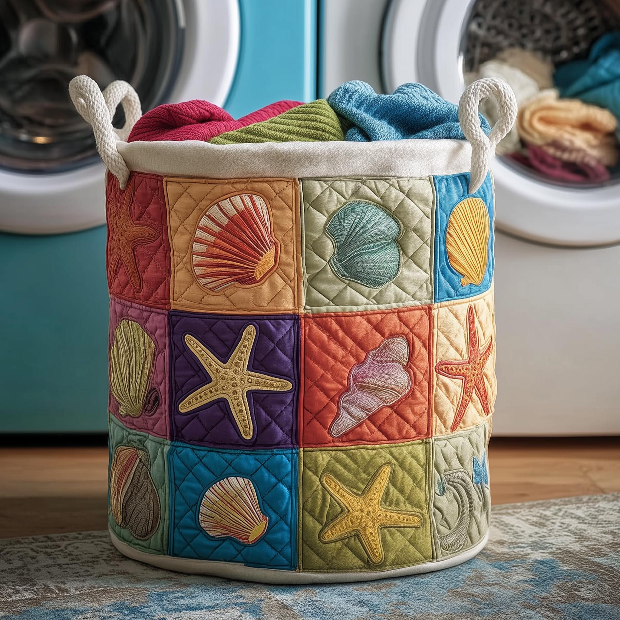 Ocean Breeze Quilted Laundry Basket Laundry Room Decor Unique Gifts For Mommy
