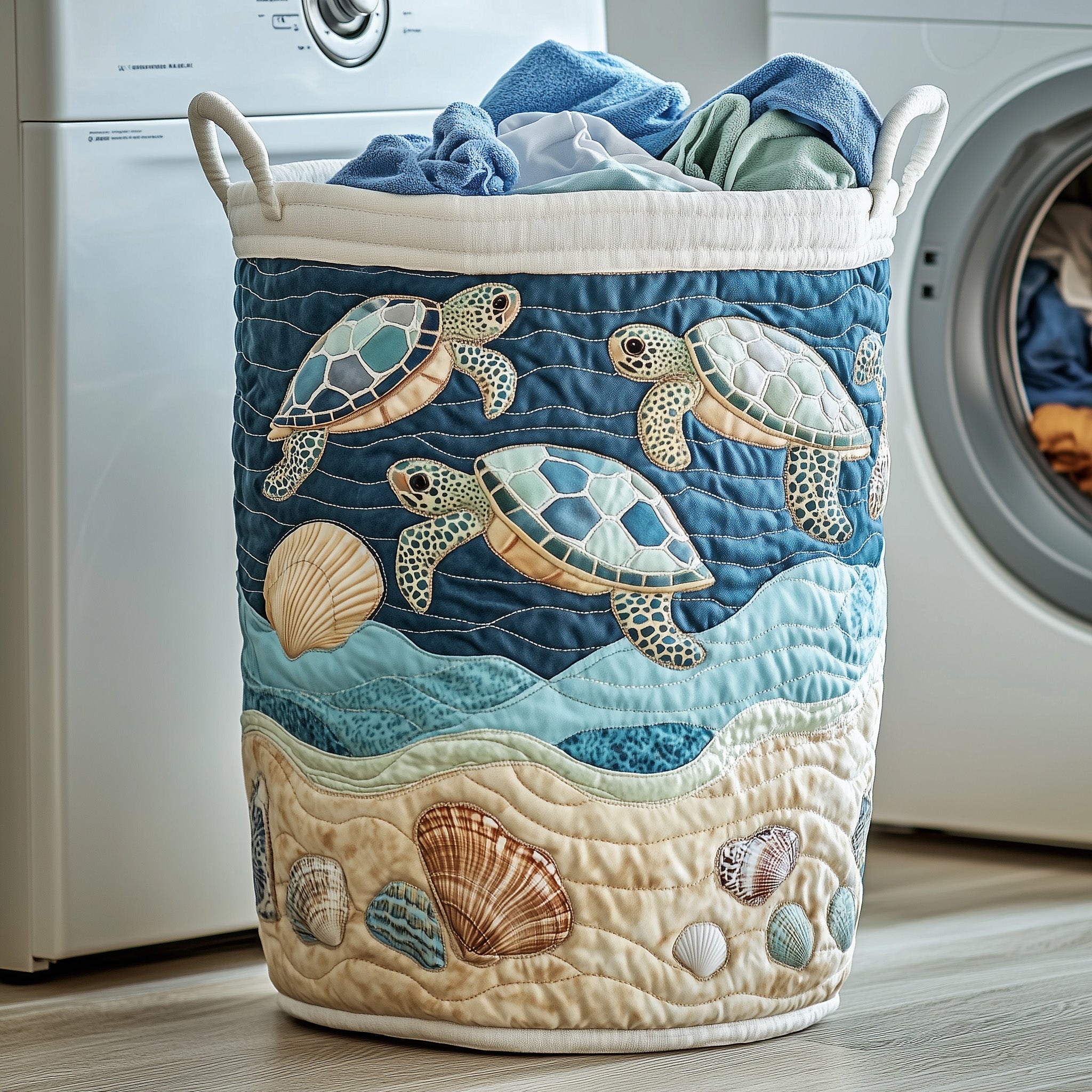 Ocean Breeze Quilted Laundry Basket Themed Gifts For Ocean Lovers
