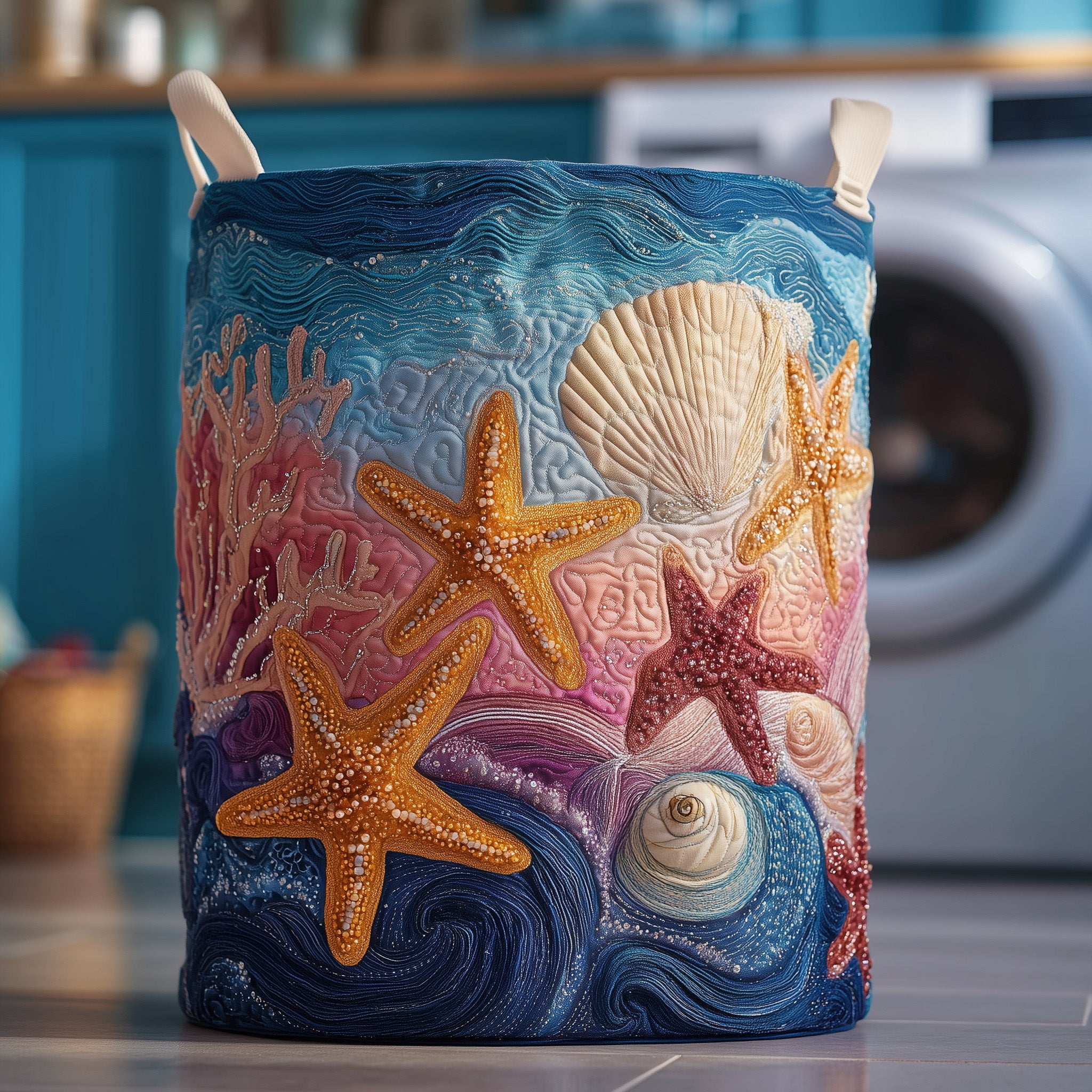 Ocean Breeze Quilted Laundry Basket Winter Merch Essentials