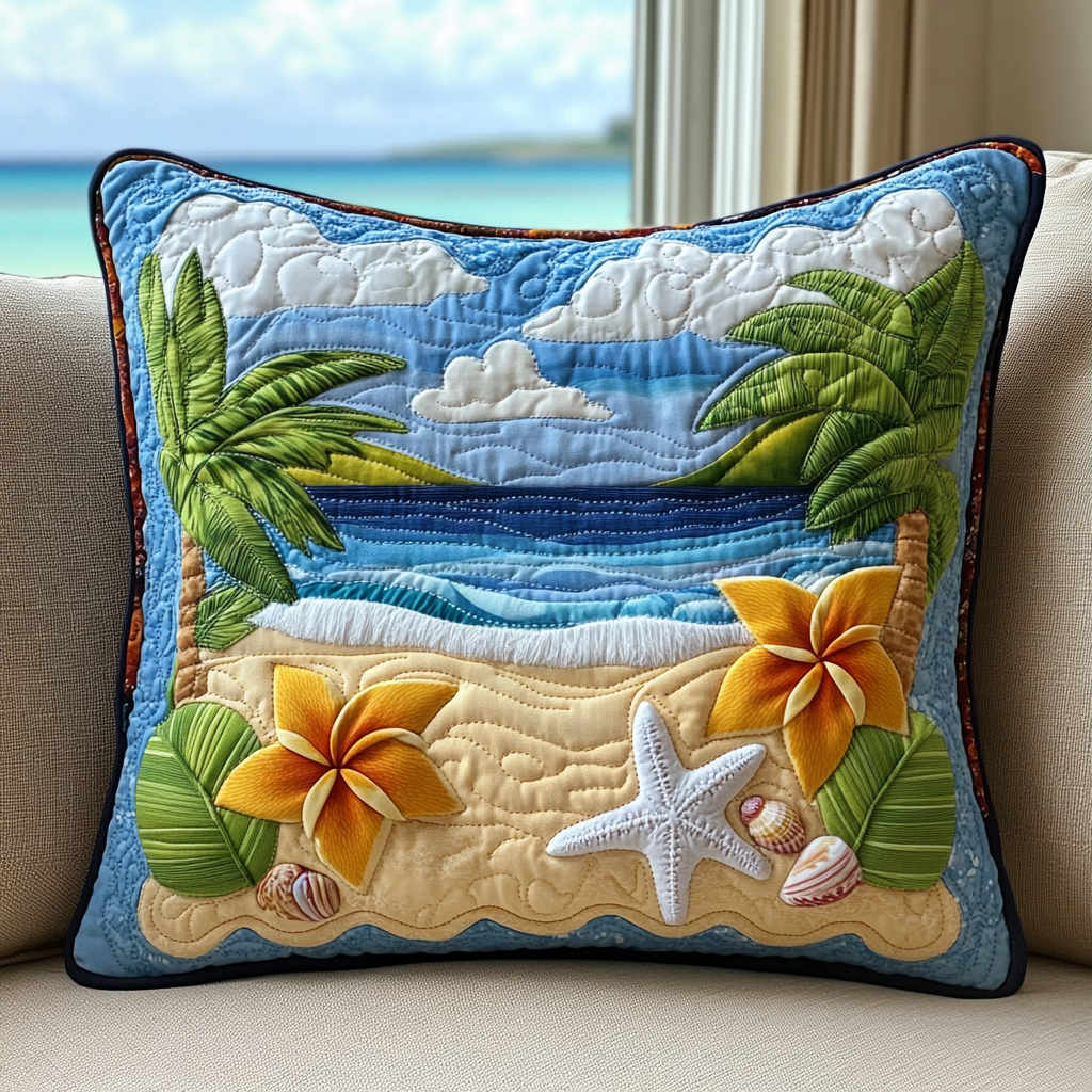 Ocean Breeze Quilted Pillow Case Decorative Throw Pillow Covers Best Gifts For Ocean Lovers