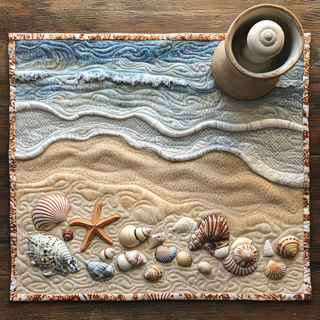 Ocean Breeze Quilted Place Mat Dining Room Table Decorated For Christmas Gifts For Beach Vacation