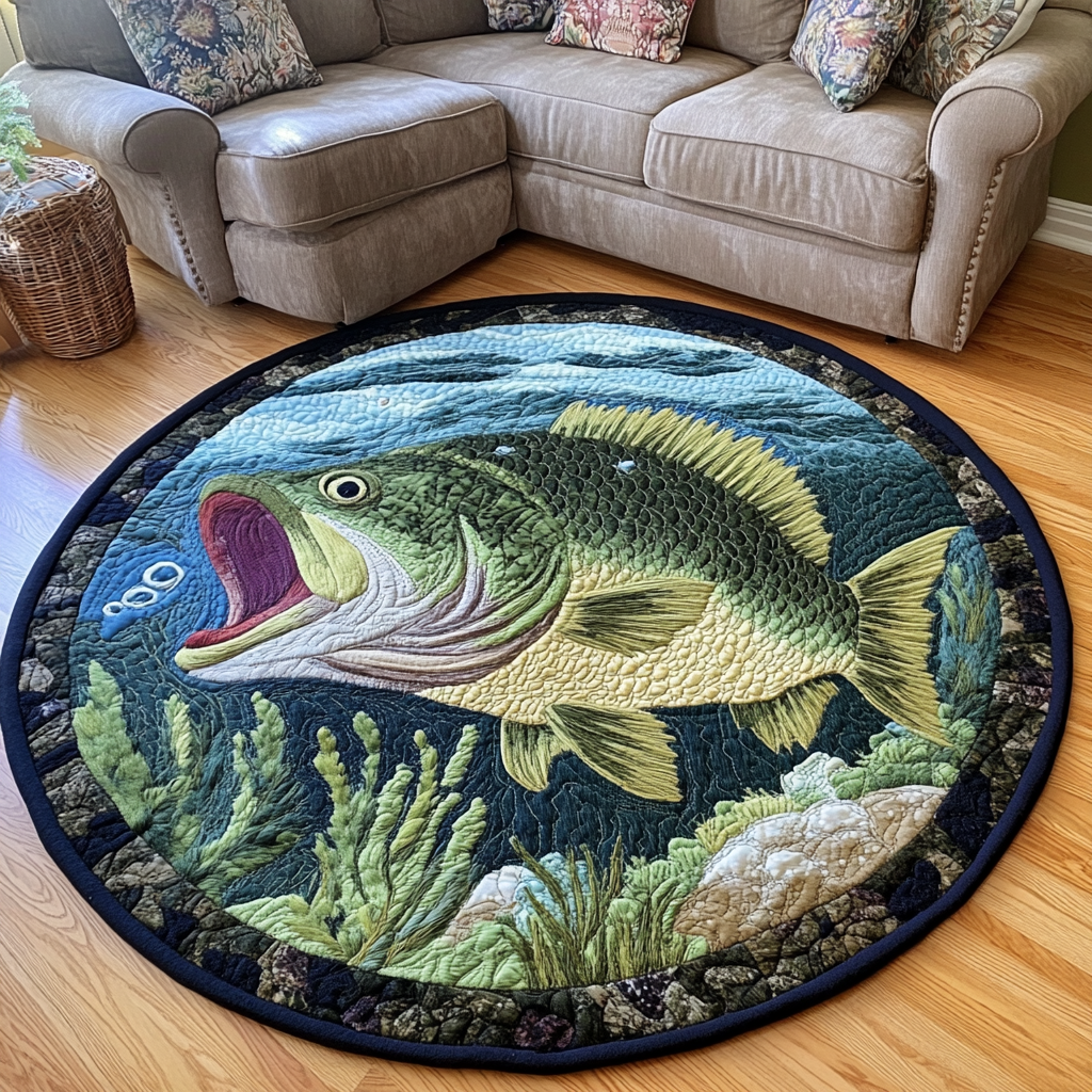 Ocean Breeze Quilted Round Mat Home Front Door Design Fishing Gifts For Dad