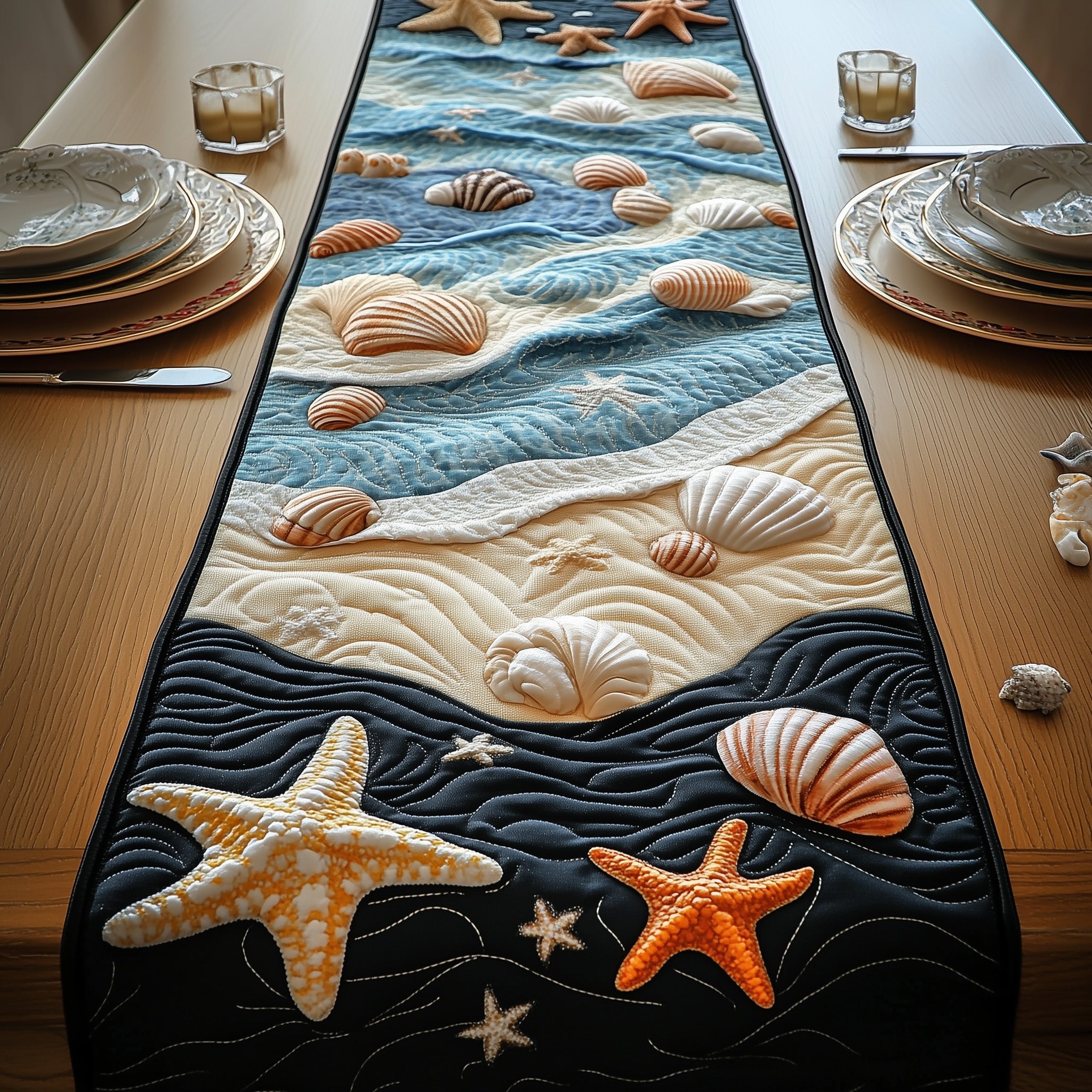 Ocean Breeze Quilted Table Runner Christmas Dining Room Table Runner
