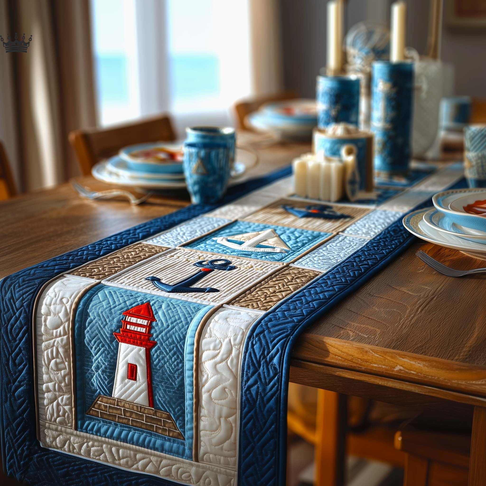 Ocean Breeze Quilted Table Runner Seasonal Tabletop Decor Gift For Kitchen Dining Space