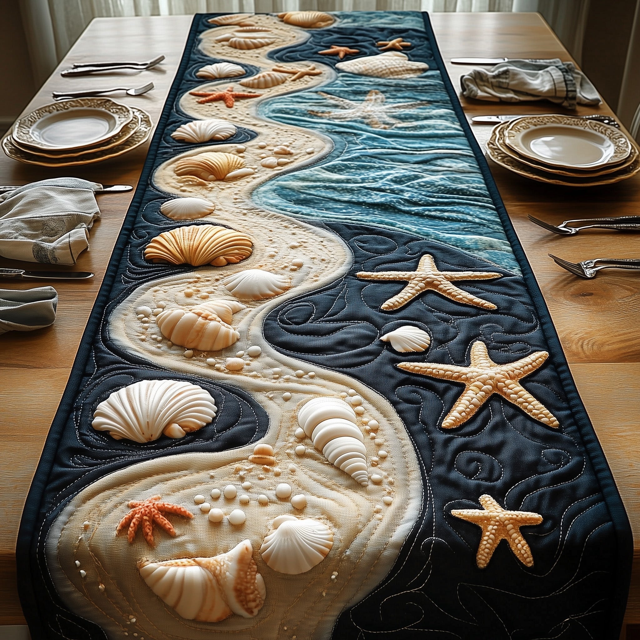 Ocean Breeze Quilted Table Runner Table Runner Gift for Holiday Season