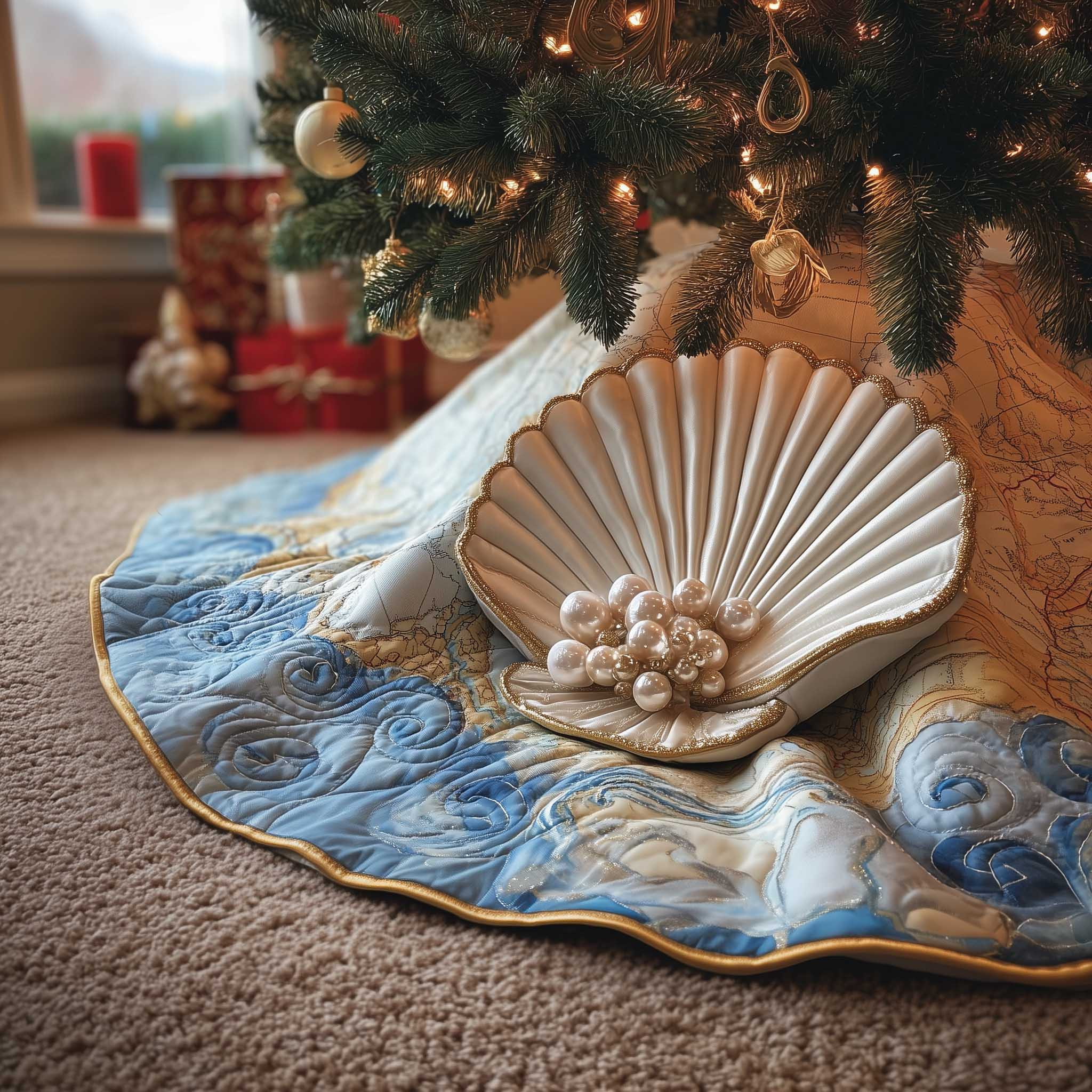 Ocean Breeze Quilted Tree Skirt Home Decor Trends Christmas Gifts For Pearl Lovers