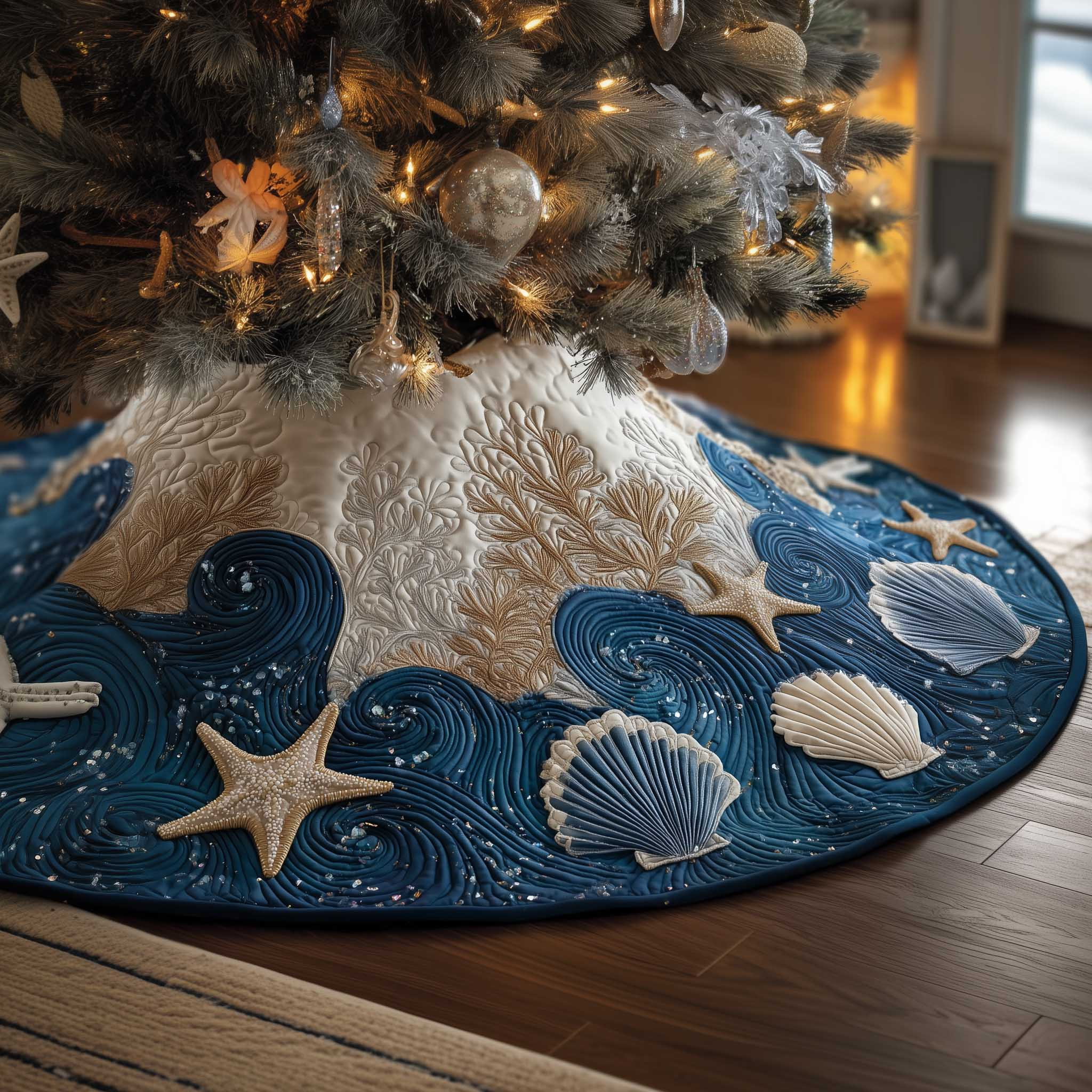 Ocean Breeze Quilted Tree Skirt Stylish Home Accents Ocean Lover Gifts
