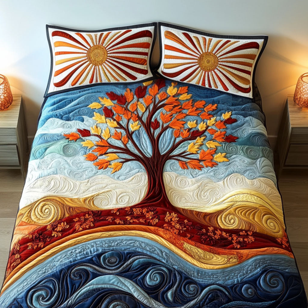 Ocean Breeze Tree Quilted Bedding Set Cute Room Decor Tree Of Life Gifts For Him
