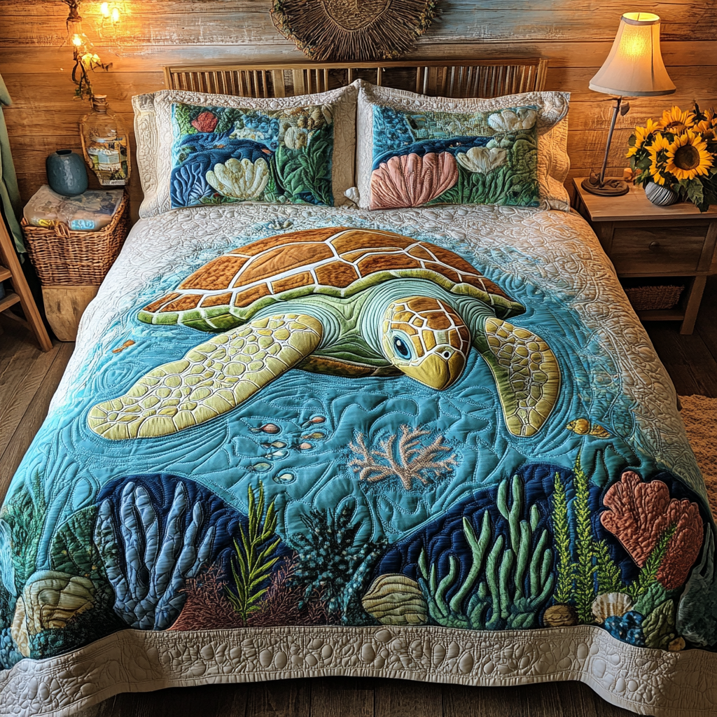 Ocean Calm Quilted Bedding Set Christmas Bedding Sets Lighthouse Gifts For Women