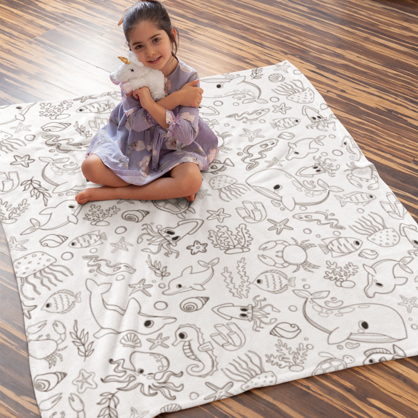 Ocean Coloring Blanket- Gift for Kids Ocean Coloring Blanket- Gift for Kids