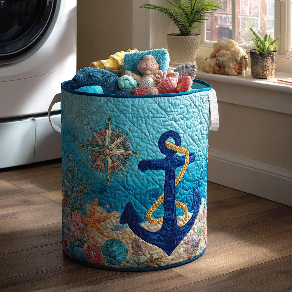 Ocean Compass Quilted Laundry Basket Back To School Merch
