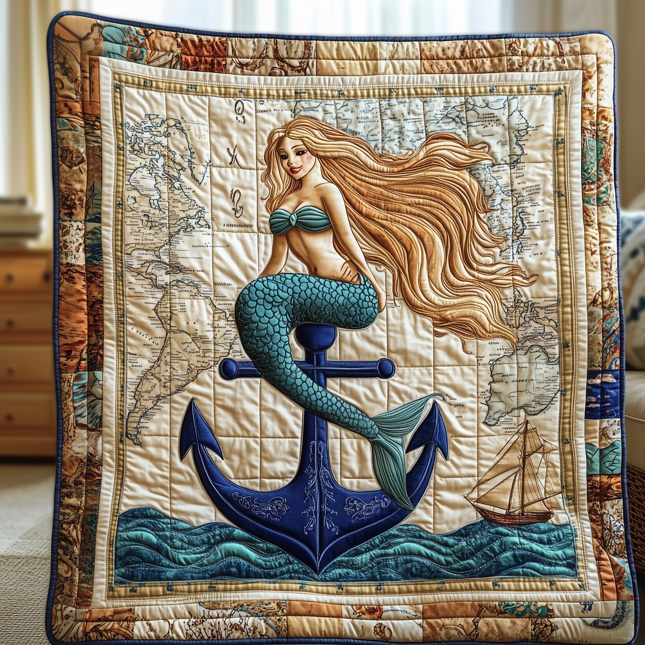 Ocean Dream Quilted Blanket Merchandise Throw BlanketMermaid Gifts For Women