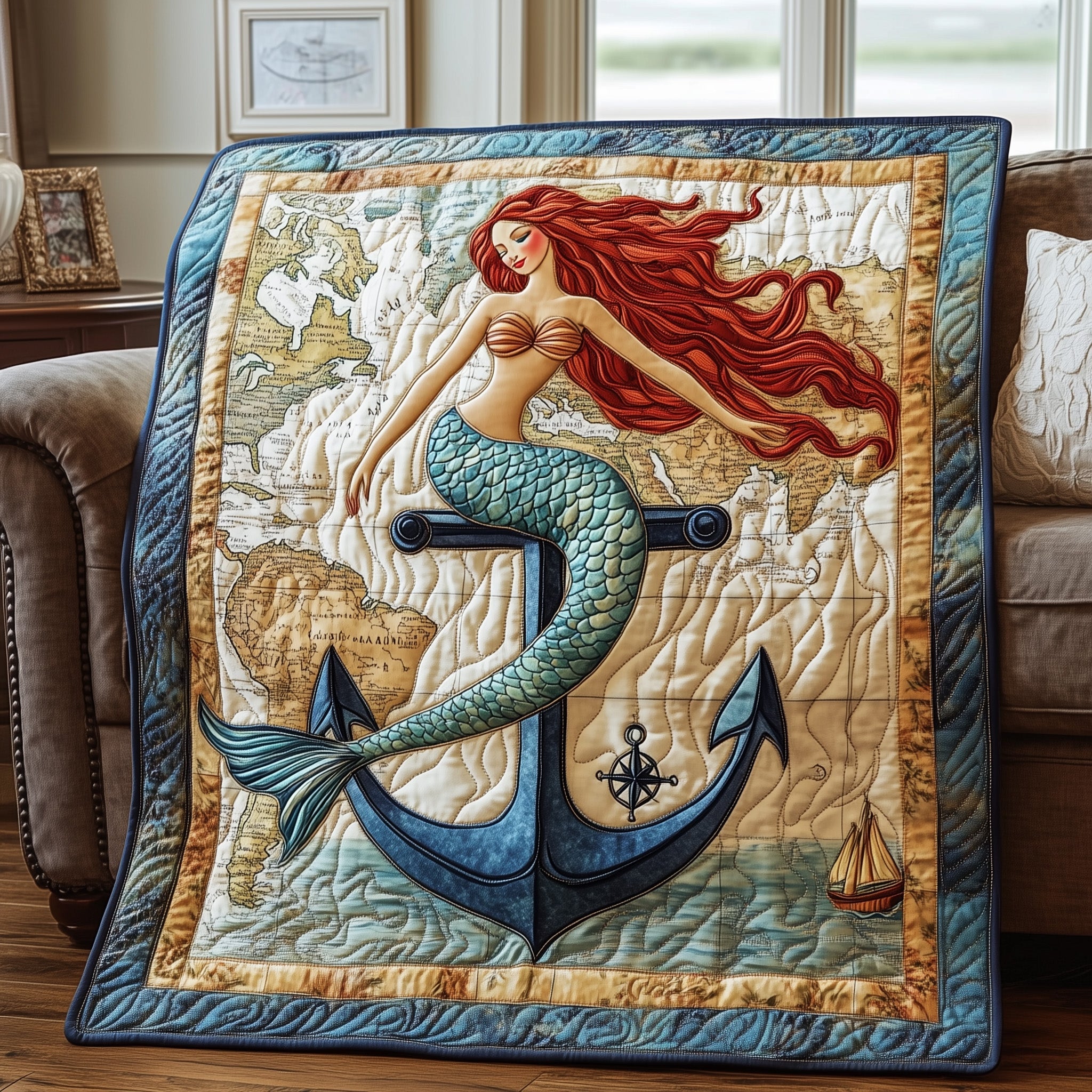 Ocean Dream Quilted Blanket Merchandise Throw BlanketMermaid Theme Gifts Christmas