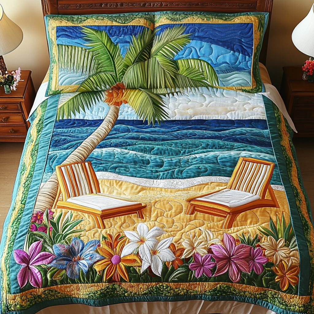 Ocean Dreams Quilted Bedding Set Holiday Duvet Cover Set Best Surfing Presents