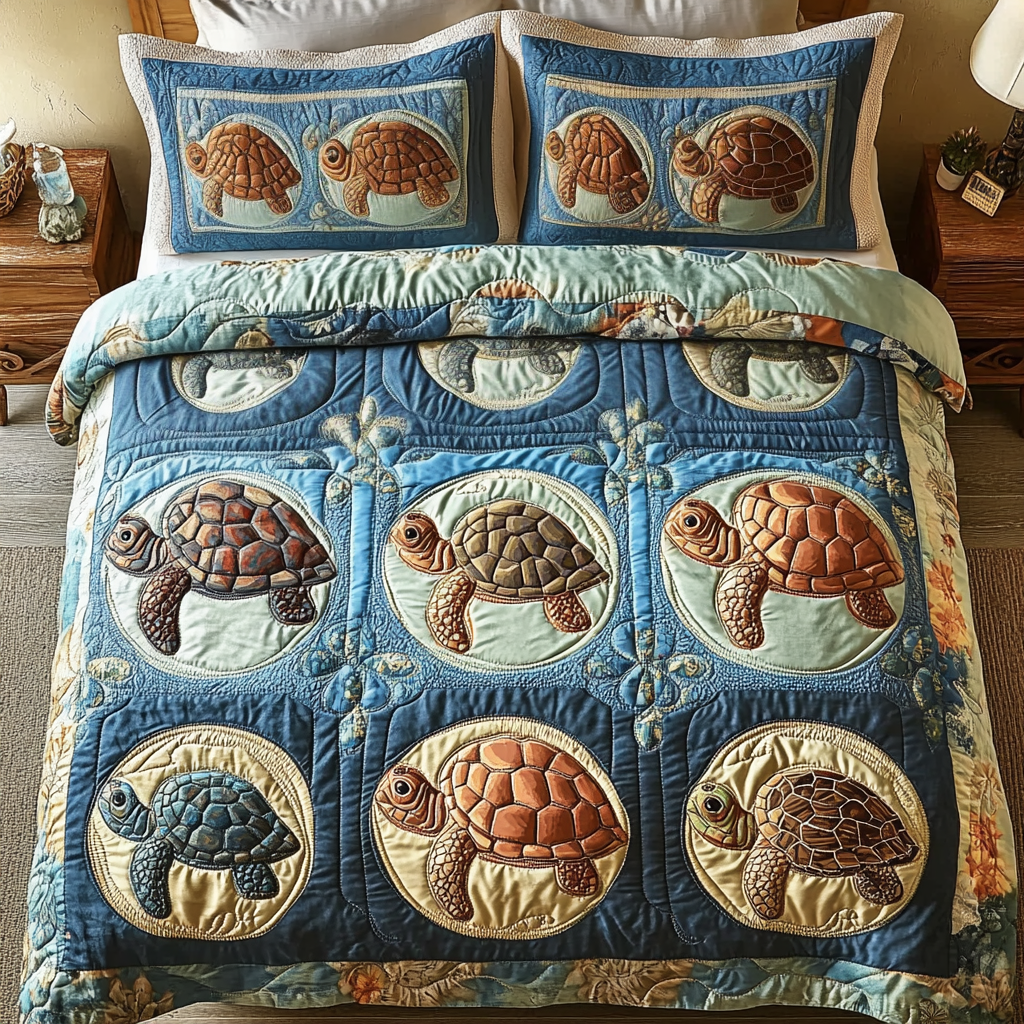 Ocean Drift Quilted Bedding Set Warm and Elegant Bedding Gift Set for Every Home