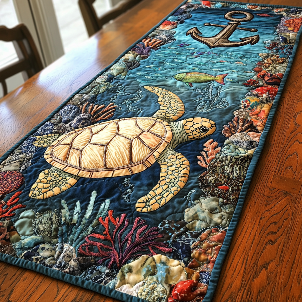 Ocean Drift Quilted Table Runner Floral Runner Best Gifts For New Moms
