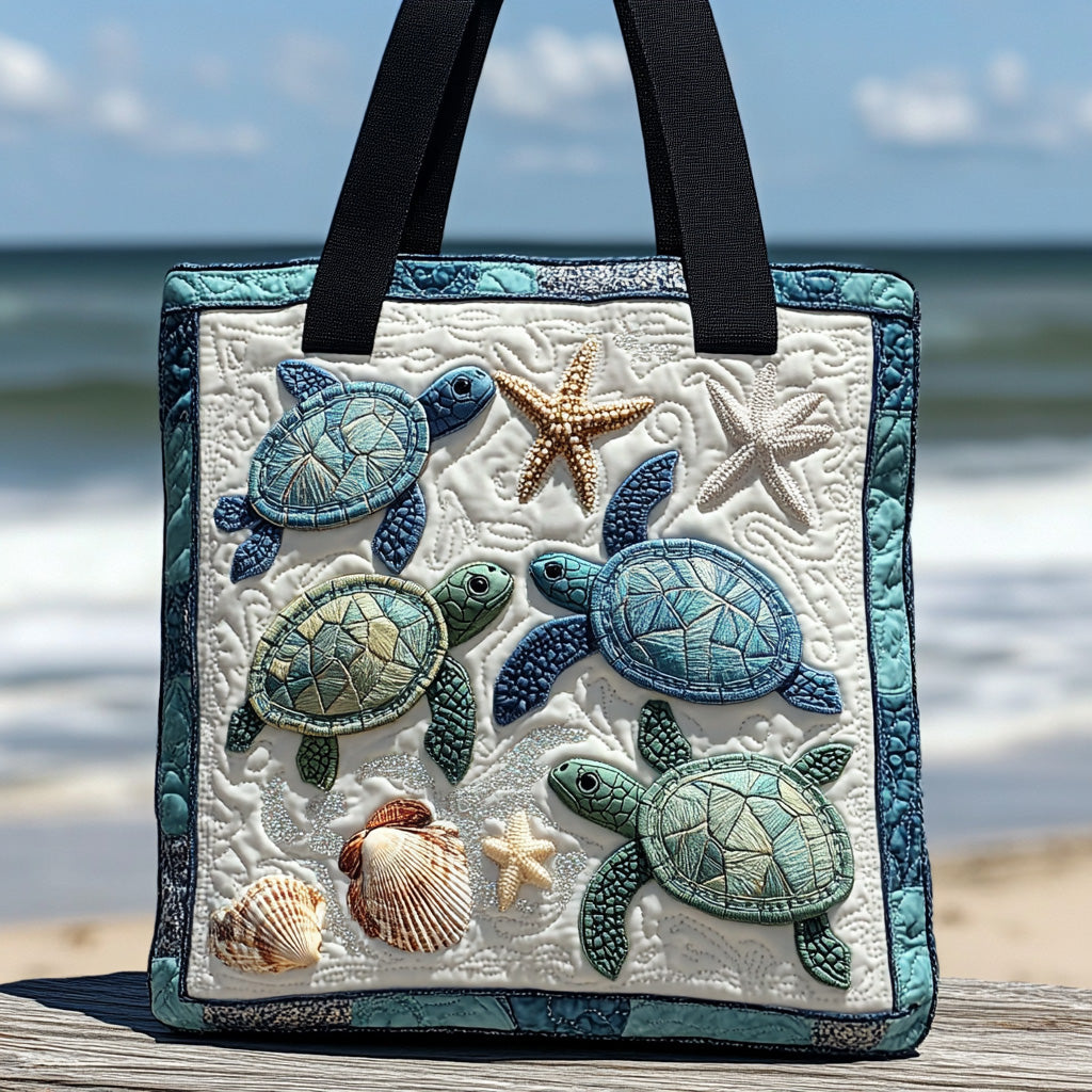 Ocean Drift Quilted Tote Bag Sea Turtle Gift Ideas