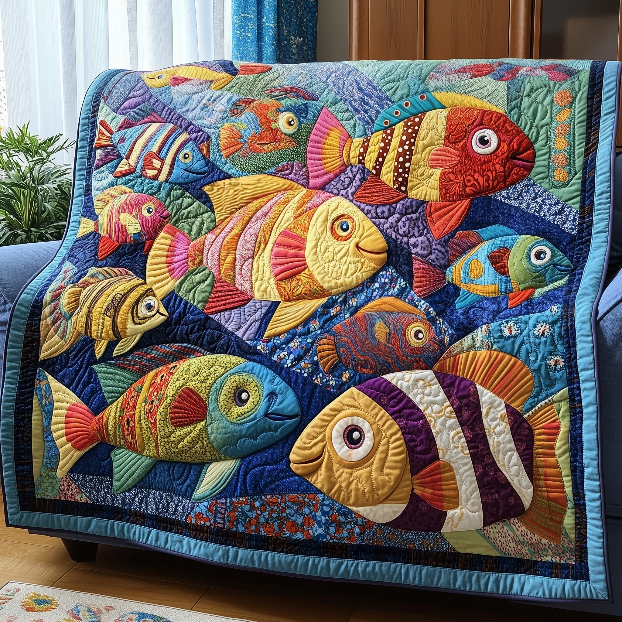 Ocean Drifters Quilted Blanket Sofa Throw BlanketBest Fishing Christmas Gifts