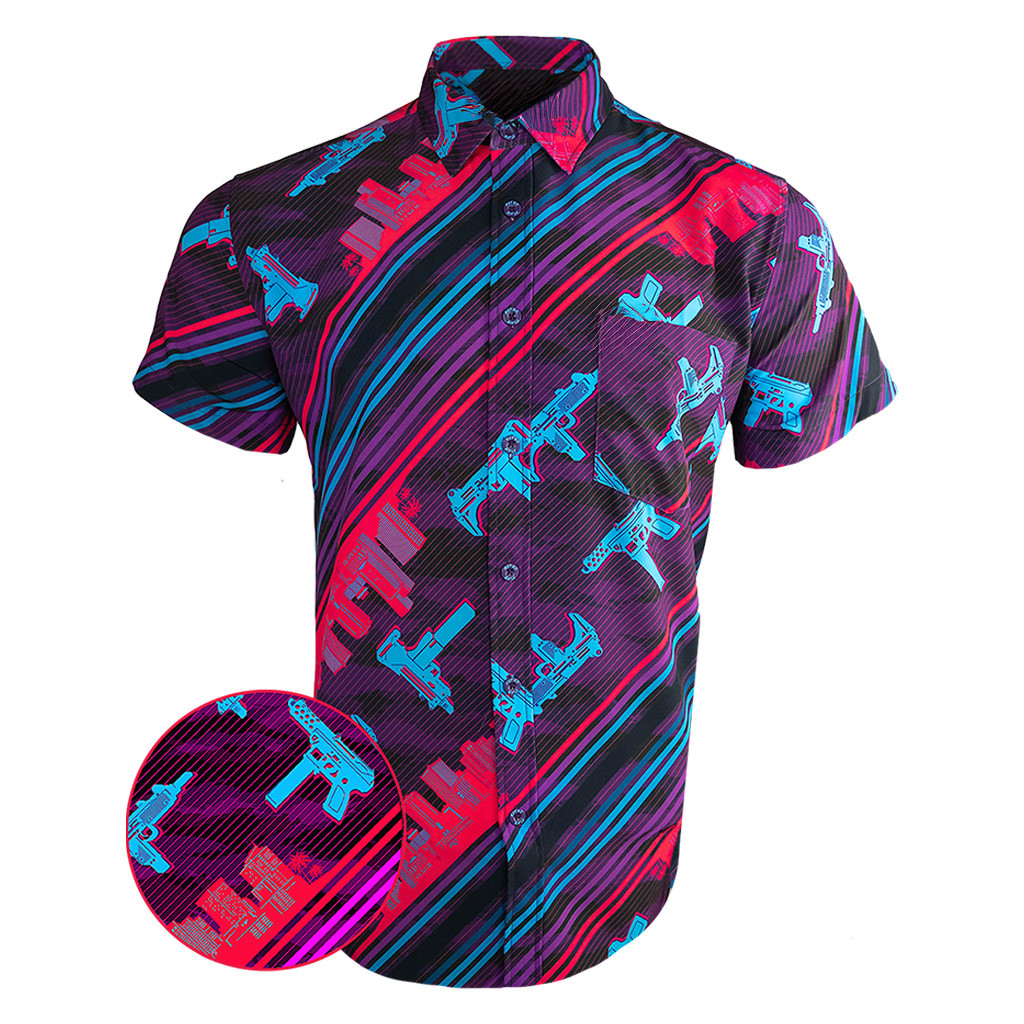 Ocean Drive Button Down Shirt Gun Print Hawaiian Shirt Xmas Gifts For Father Ocean Drive Button Down Shirt Gun Print Hawaiian Shirt Xmas Gifts For Father