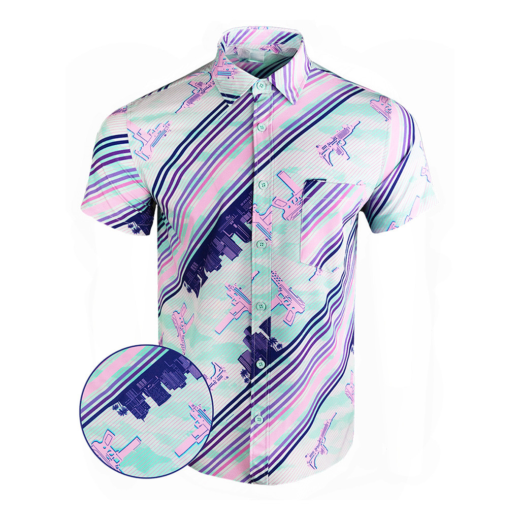 Ocean Drive Mint Button Down Shirt Gun Print Hawaiian Shirt Xmas Gifts For Gun Lovers