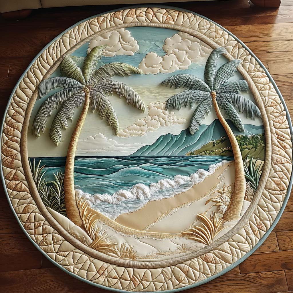 Ocean Embrace Quilted Round Mat Entry Way Ideas Gifts For Someone Who Likes The Beach