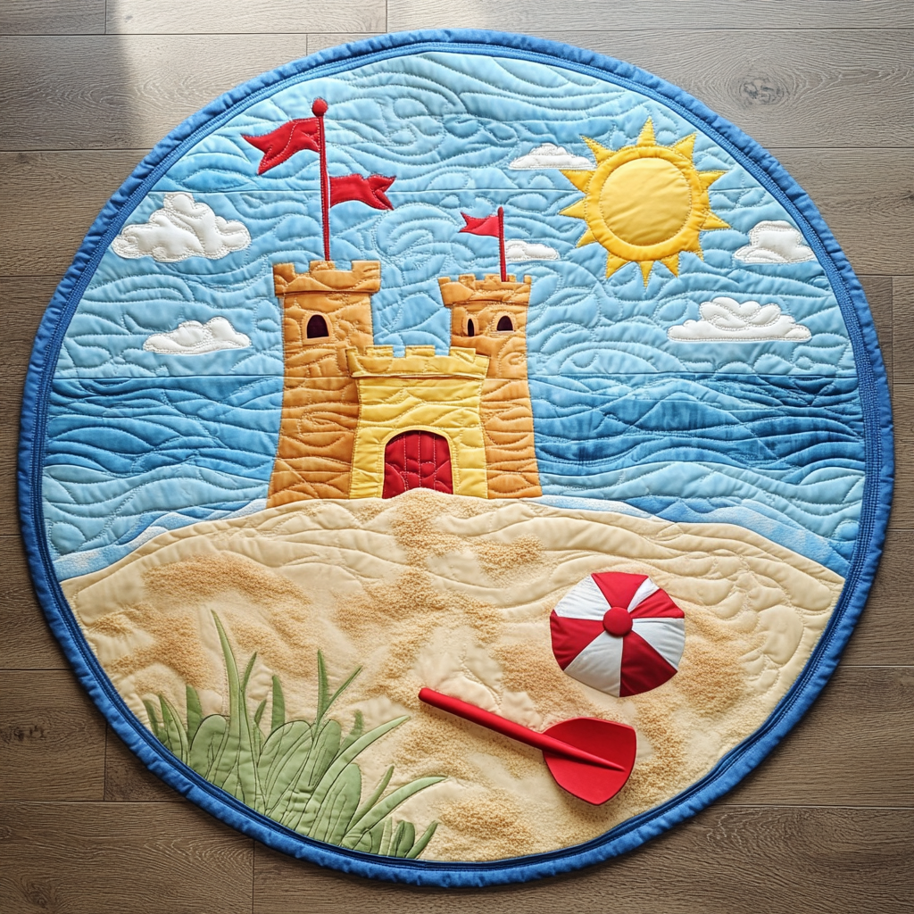 Ocean Escape Quilted Round Mat Outdoor Decor Gifts For Beach Goers