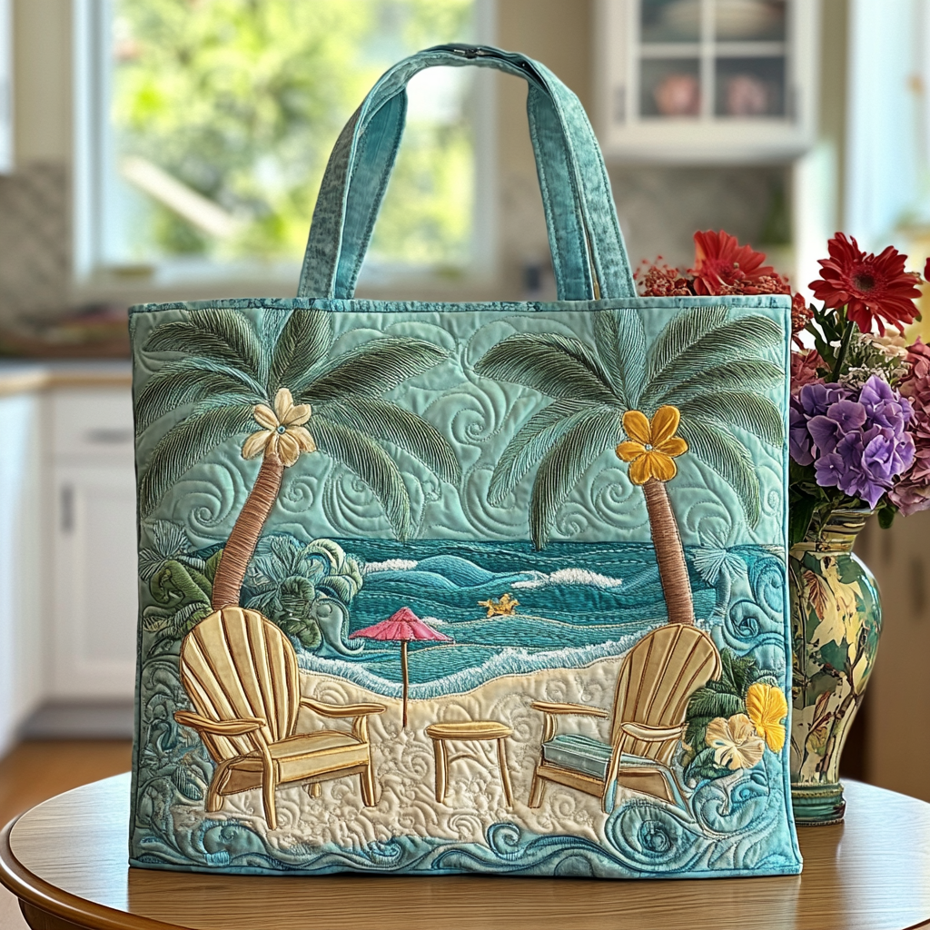 Ocean Escape Quilted Tote Bag Beach Themed Gift Ideas