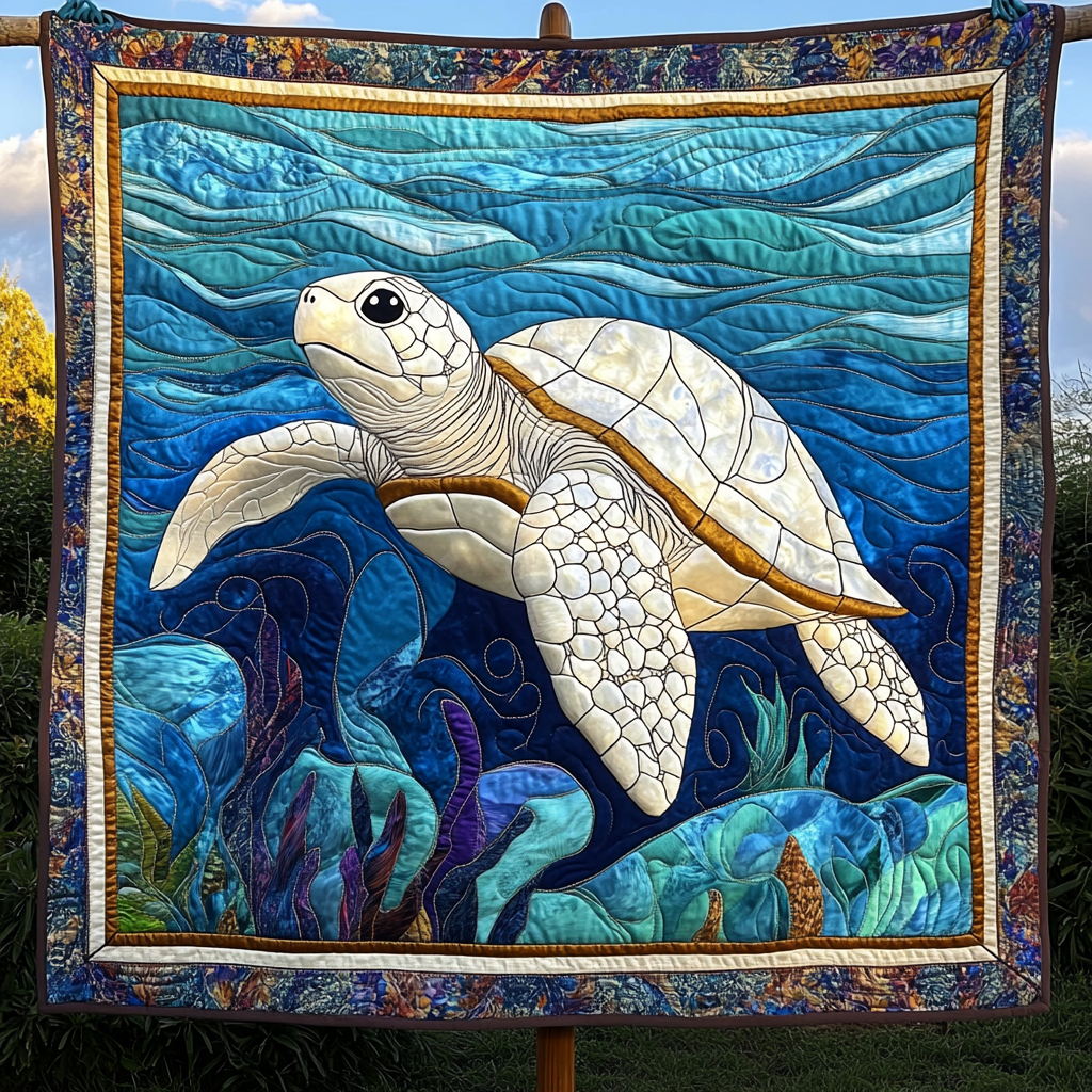 Ocean Explorer Turtle Quilted Blanket Unique Gifts For Turtle Lovers