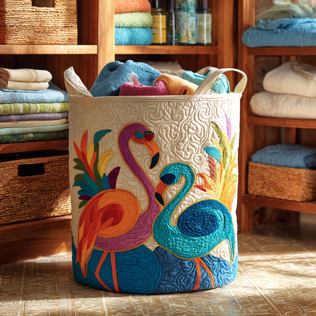 Ocean Flamingo Quilted Laundry Basket Perfect Quilted Laundry Organizer Gift for the Holidays