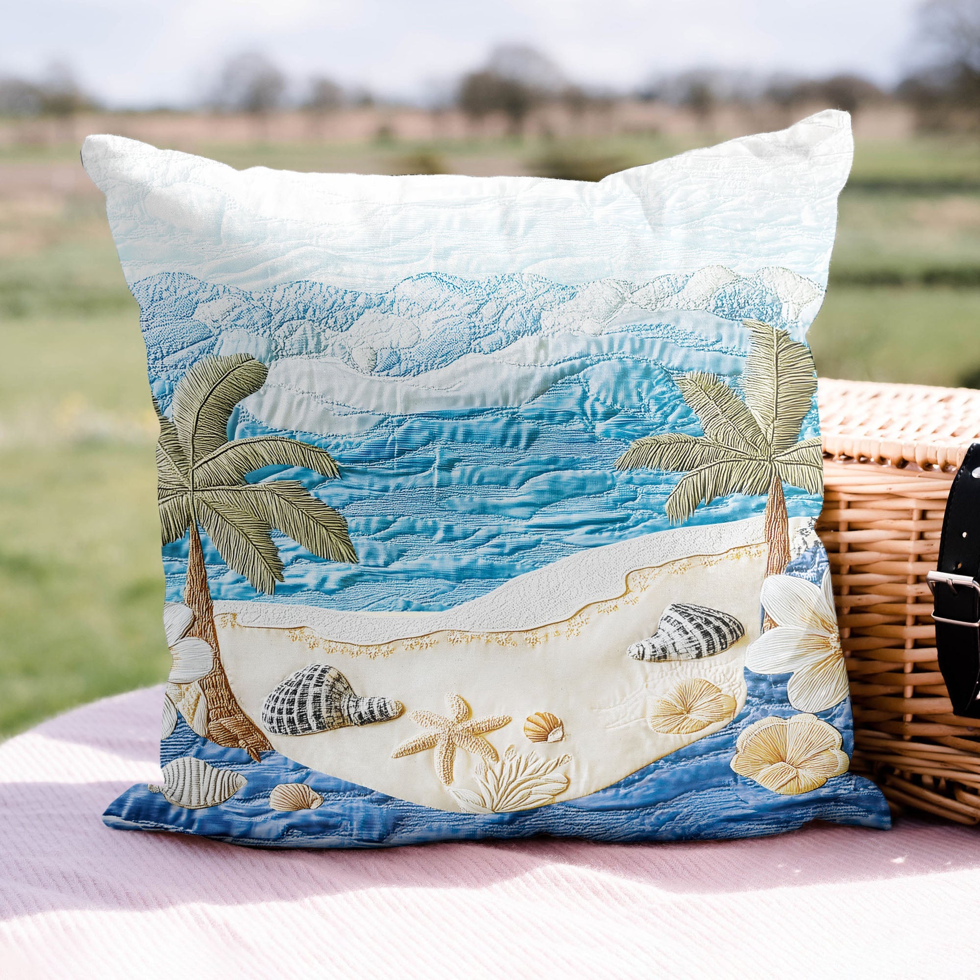 Ocean Garden Quilted Pillow Case Natural Home Decorations Unique Gifts For Him