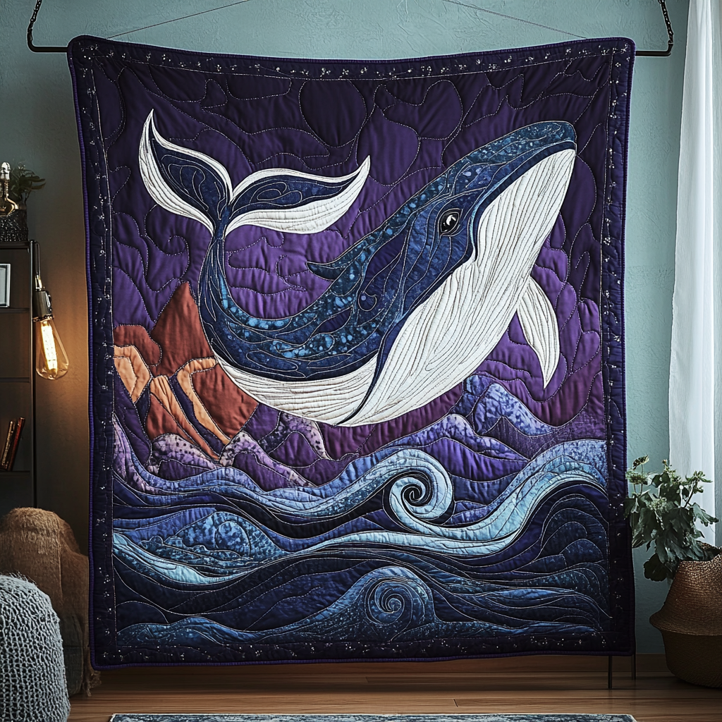 Ocean Giant Quilted Blanket Christmas Room Decor Gift For Whale Lover
