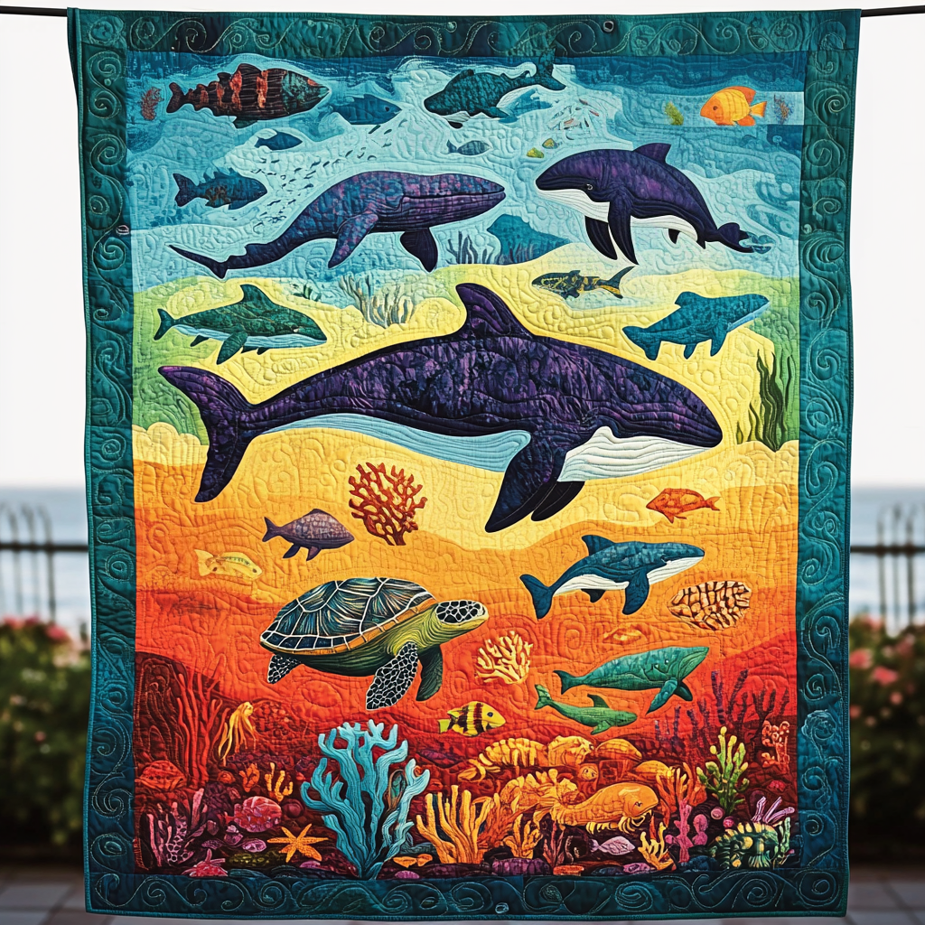 Ocean Giants Quilted Blanket Whale Gifts For Adults